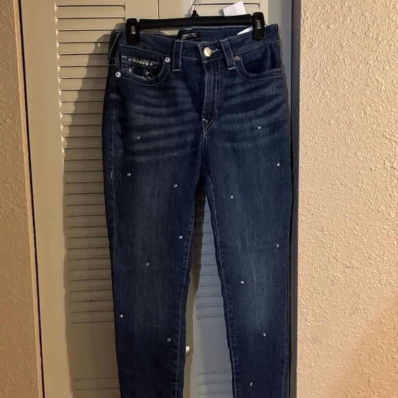 True Religion Curvy Skinny Jeans with Swarovski Crystals Size 30 - New With Tags - Picture 6 of 8